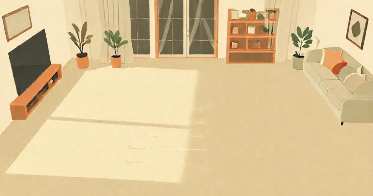A long quiet shadow of a to-do list stretching across a living room floor.