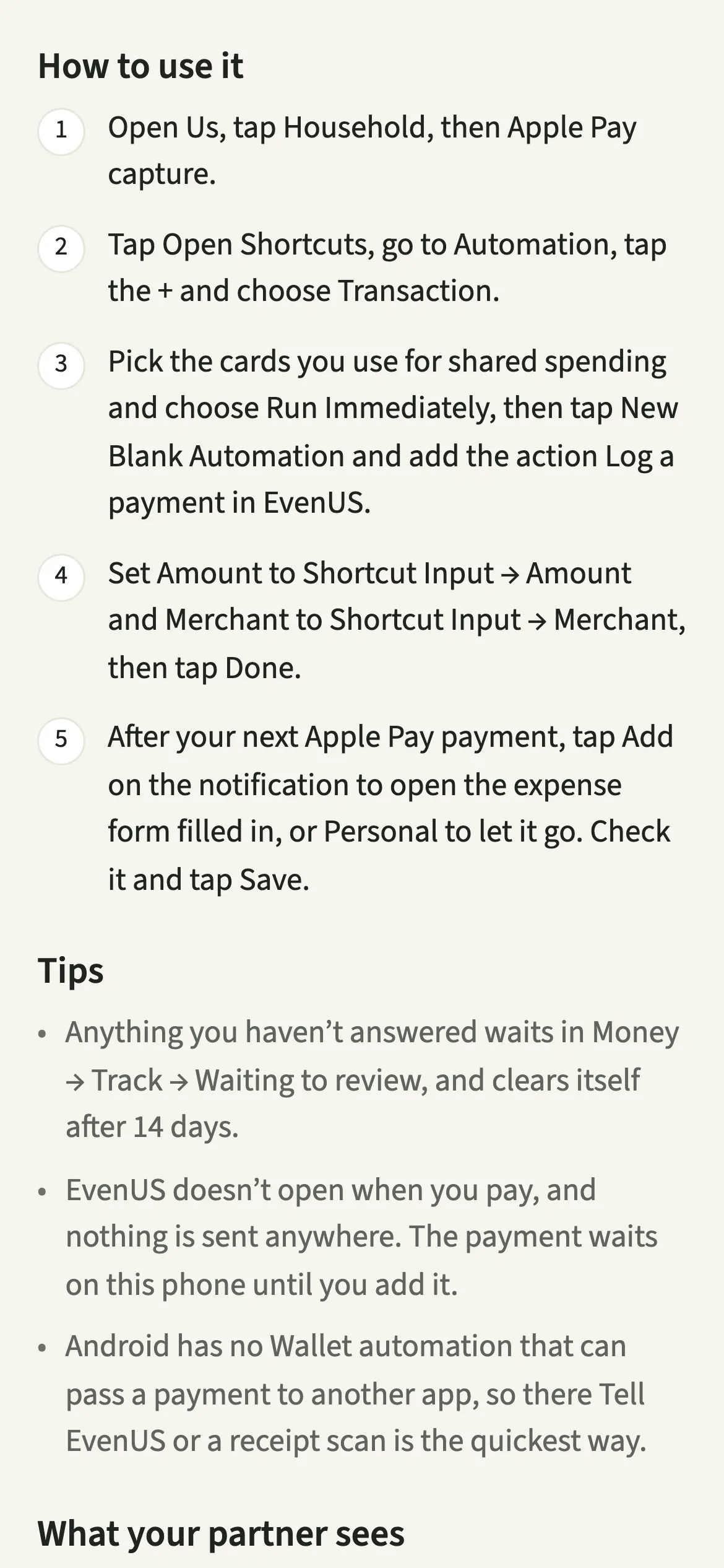 The Apple Pay capture steps in EvenUS, ending with Add or Personal on the notification after a payment